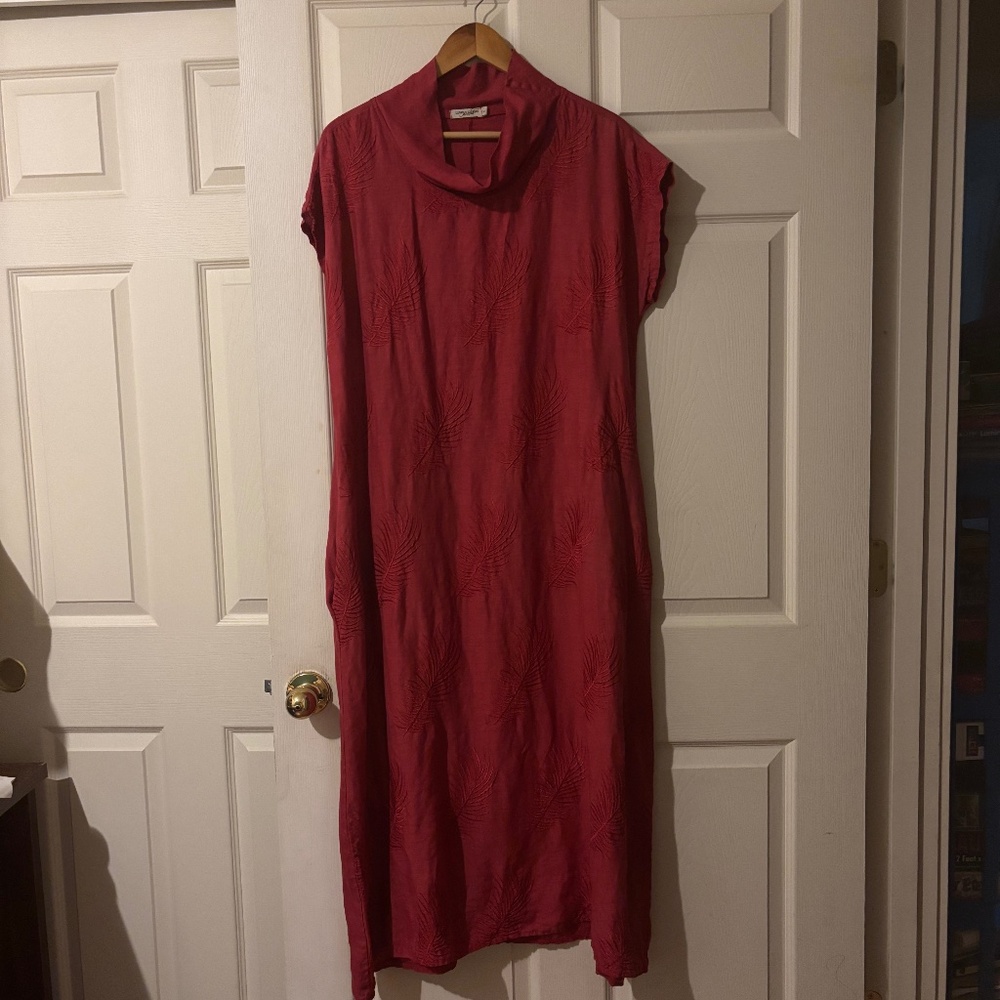 Lurgo L’arno Red Linen Maxi Dress